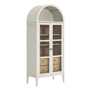 Modway Nolan Wood Tall Storage Display Cabinet in White and Oak