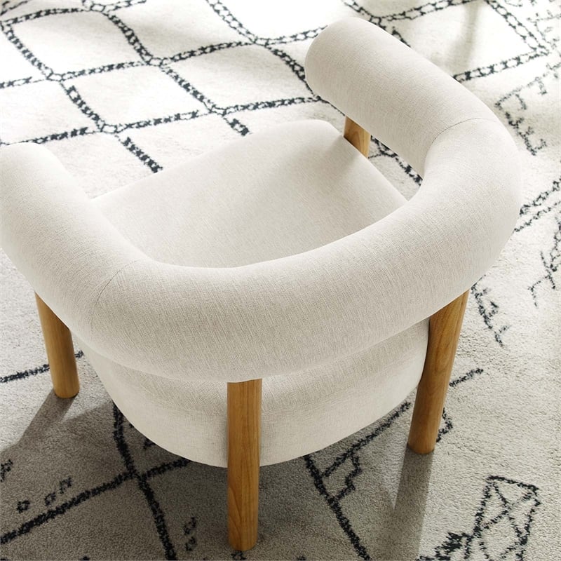 Modway Sable Upholstered Modern Fabric Armchair in Ivory and Natural