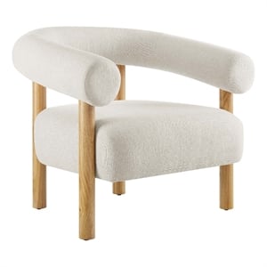 Modway Sable Upholstered Modern Fabric Armchair in Ivory and Natural
