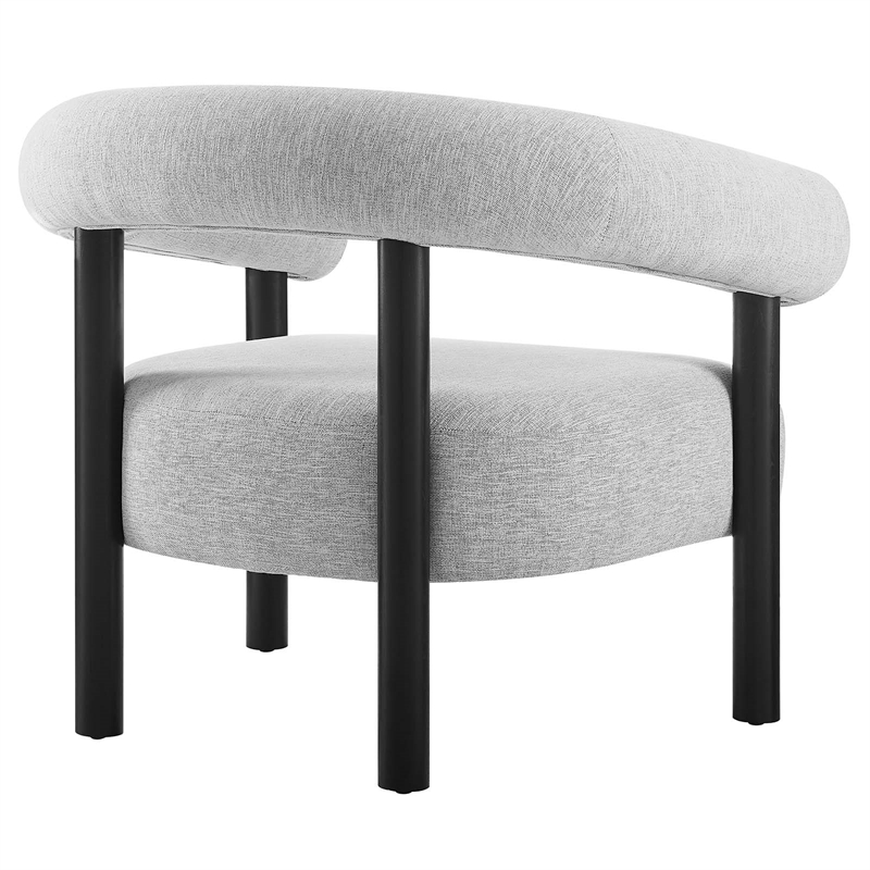 Modway Sable Upholstered Modern Fabric Armchair in Light Gray and Black