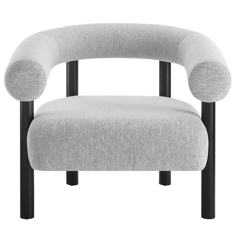 Modway Sable Upholstered Modern Fabric Armchair in Light Gray and Black