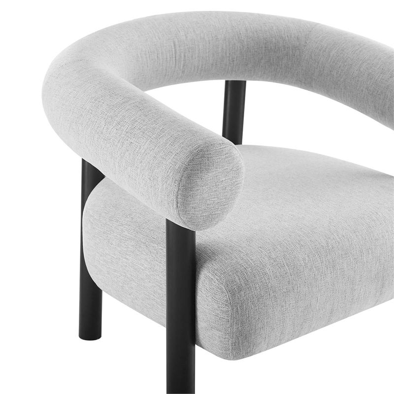 Modway Sable Upholstered Modern Fabric Armchair in Light Gray and Black