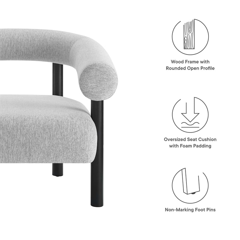 Modway Sable Upholstered Modern Fabric Armchair in Light Gray and Black