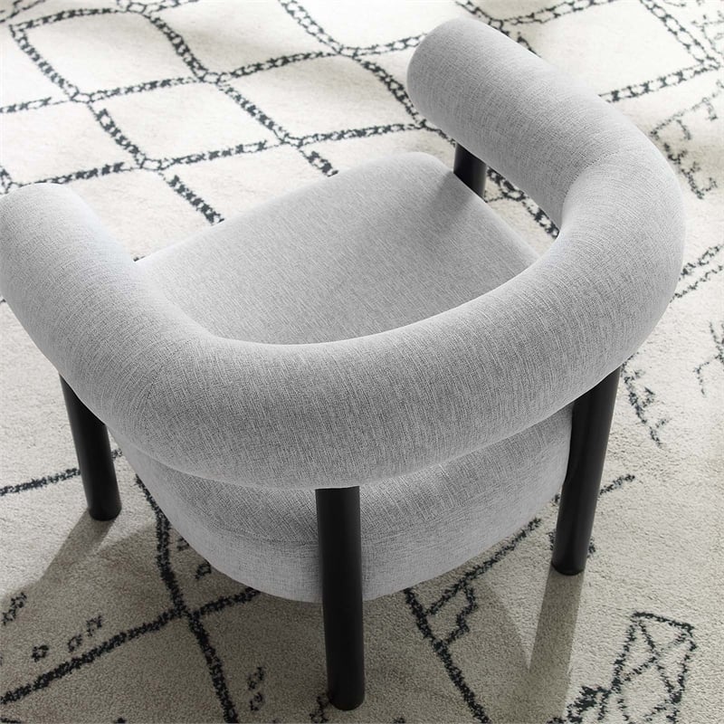 Modway Sable Upholstered Modern Fabric Armchair in Light Gray and Black