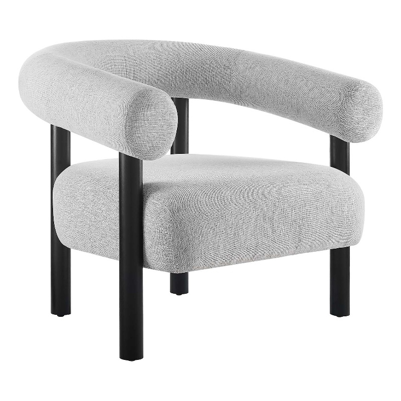 Modway Sable Upholstered Modern Fabric Armchair in Light Gray and Black