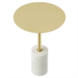 Modway Lyric Round Side Table in White Brass