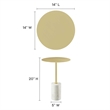 Modway Lyric Round Side Table in White Brass