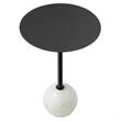Modway Aliza Round Iron Metal & Marble Side Table in Black and White