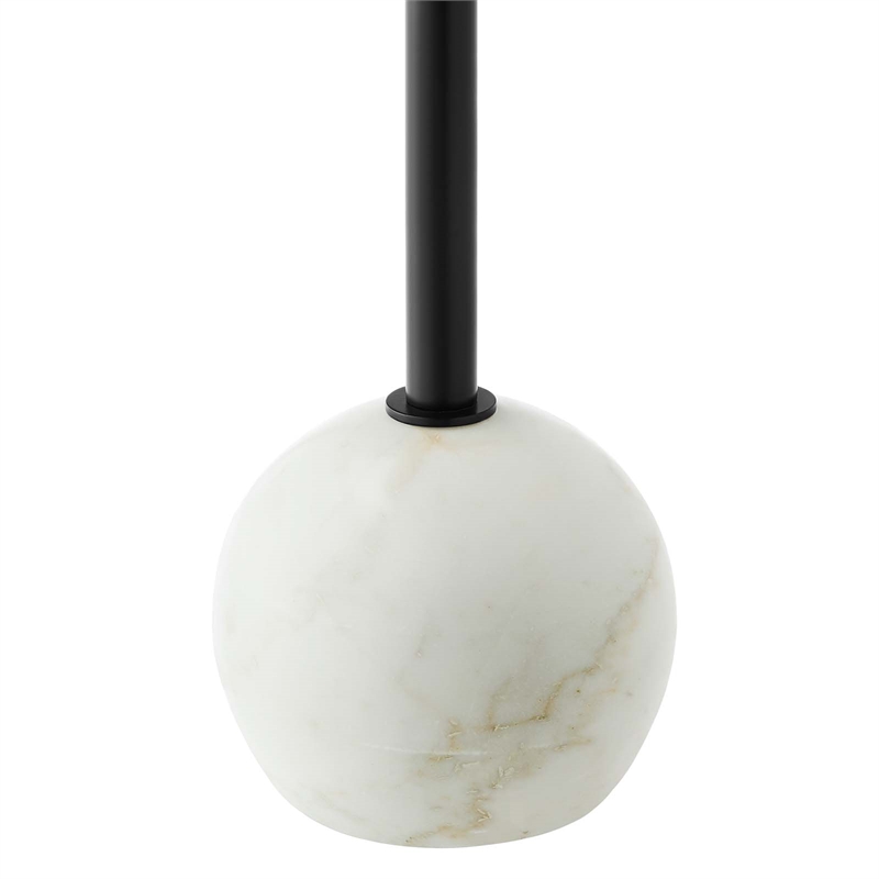 Modway Aliza Round Iron Metal & Marble Side Table in Black and White
