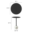 Modway Aliza Round Iron Metal & Marble Side Table in Black and White