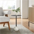 Modway Aliza Round Iron Metal & Marble Side Table in Black and White
