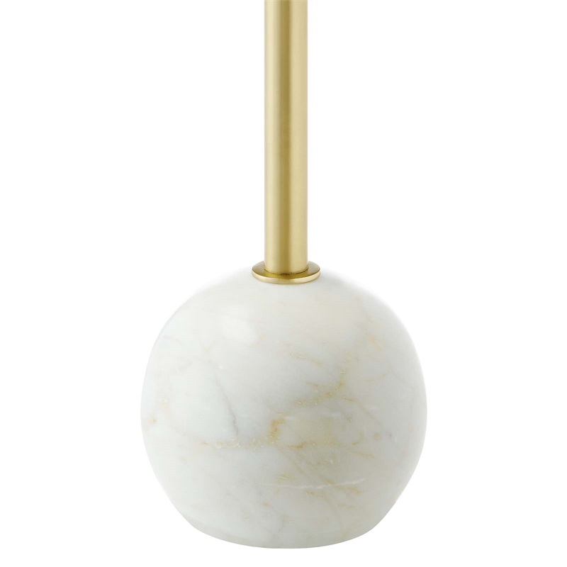Modway Aliza Round Iron Metal & Marble Side Table in Brass and White