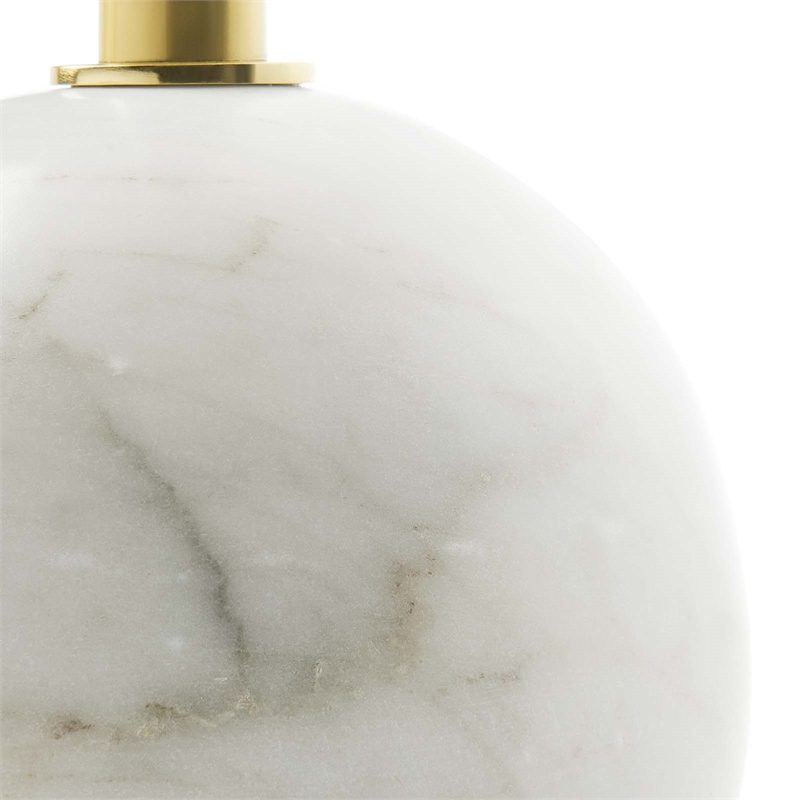 Modway Aliza Round Iron Metal & Marble Side Table in Brass and White