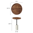 Modway Amina Round Acacia Wood Side Table in White and Light Oak