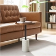 Modway Amina Round Acacia Wood Side Table in White and Light Oak
