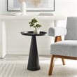 Modway Maren Round Iron Metal Side Table with Conical Pedestal Base in Black