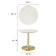 Modway Viva Round Metal & Marble Side Table in Brass and White