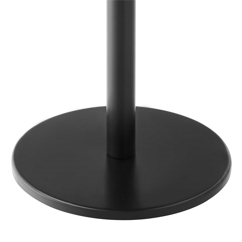 Modway Viva Round Metal & Acacia Wood Side Table in Black and Light Oak