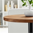 Modway Viva Round Metal & Acacia Wood Side Table in Black and Light Oak