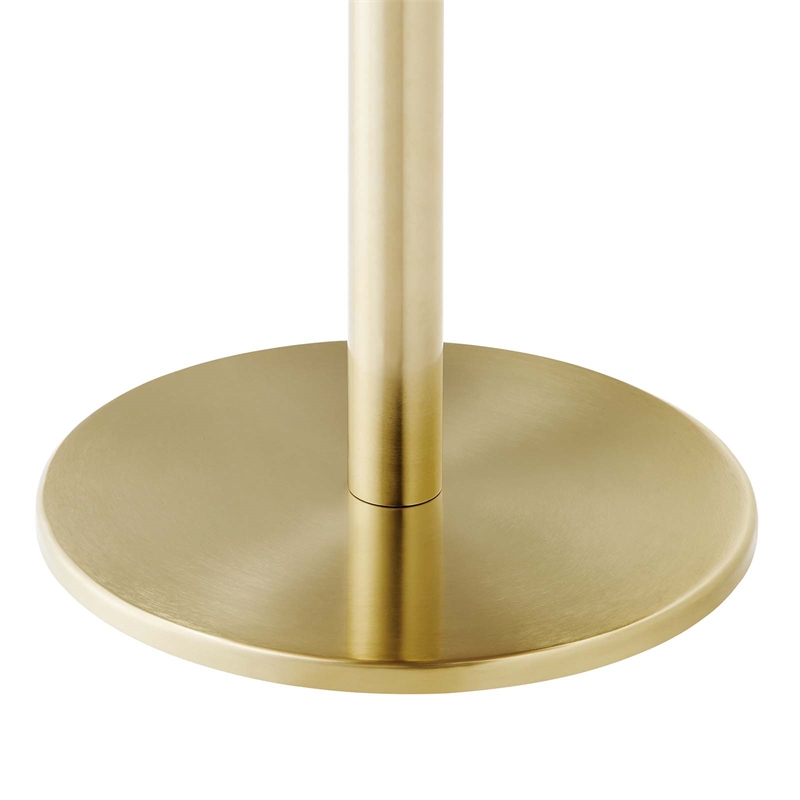 Modway Viva Round Metal & Acacia Wood Side Table in Brass and Light Oak