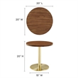 Modway Viva Round Metal & Acacia Wood Side Table in Brass and Light Oak