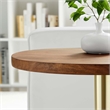 Modway Viva Round Metal & Acacia Wood Side Table in Brass and Light Oak