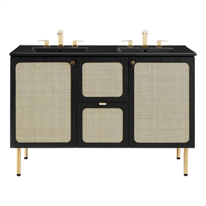 Modway Chaucer 48&quot Double Sink Wood & Metal Bathroom Vanity in Black