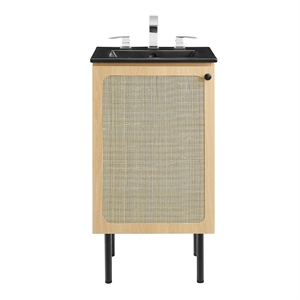 Modway Chaucer 18&quot Wood & Rattan Bathroom Vanity in Oak/Black