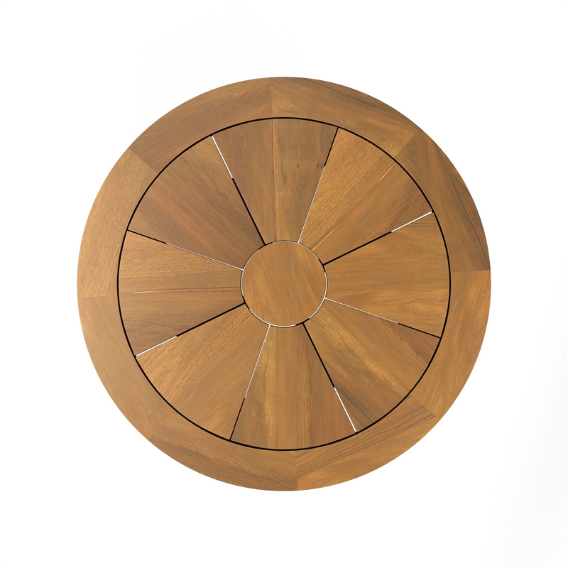 Modway Meadow Outdoor Teak Wood Dining Table in Natural Taupe/Oatmeal