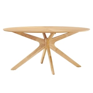 Modway Crossroads 63&quot Oval Modern Wood Dining Table with Legs in Oak