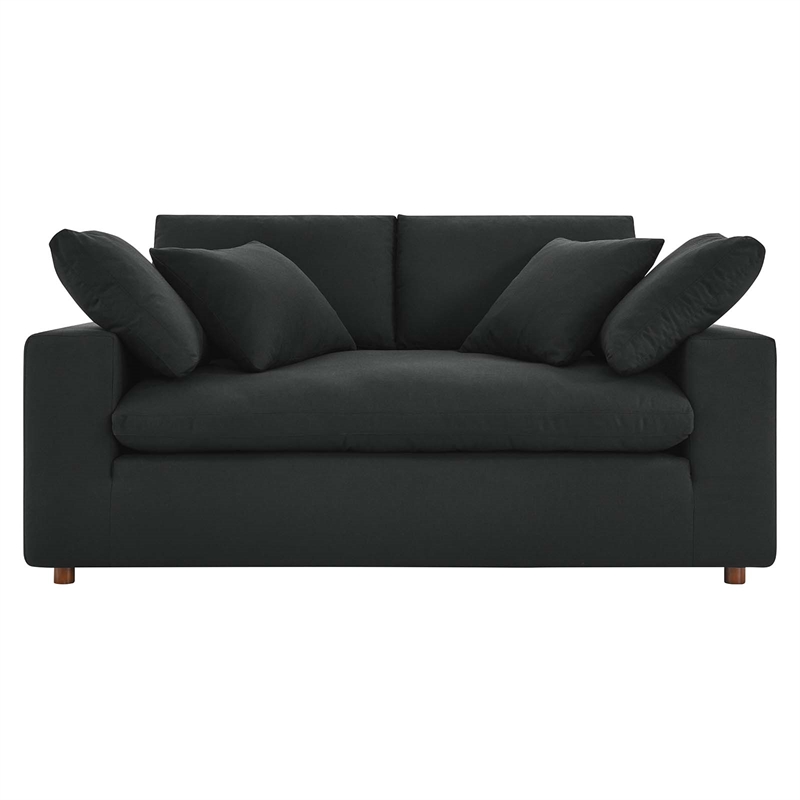 Modway Commix Upholstered Modern Fabric & Wood Loveseat in Black