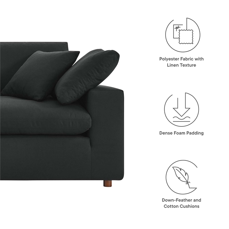 Modway Commix Upholstered Modern Fabric & Wood Loveseat in Black