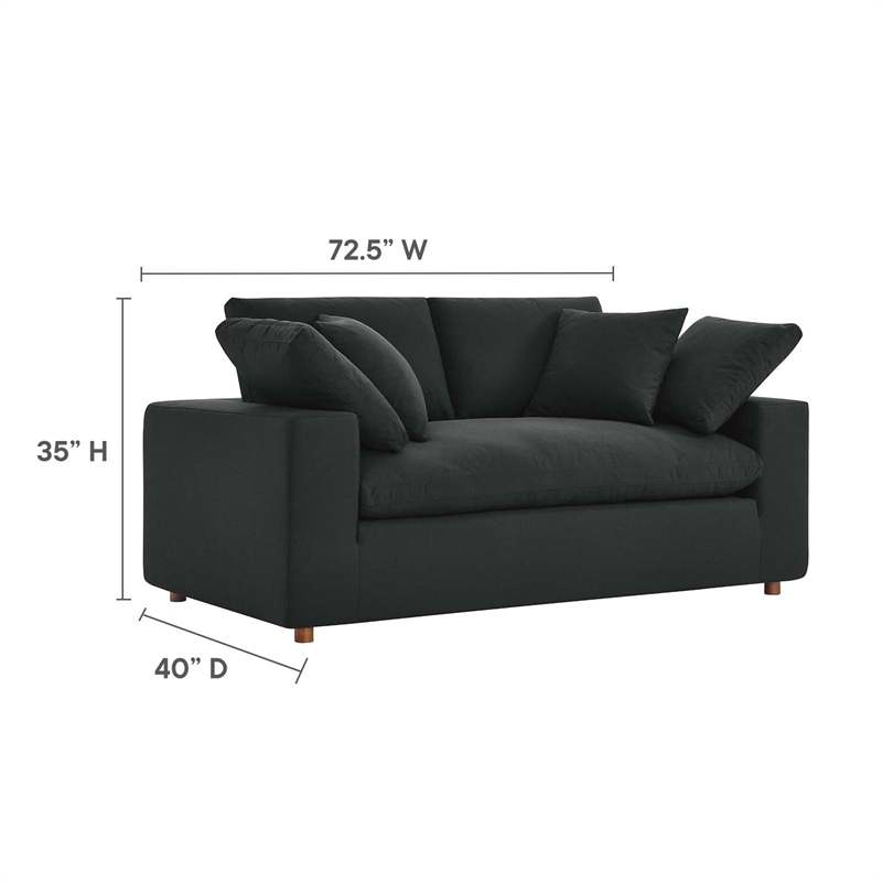 Modway Commix Upholstered Modern Fabric & Wood Loveseat in Black