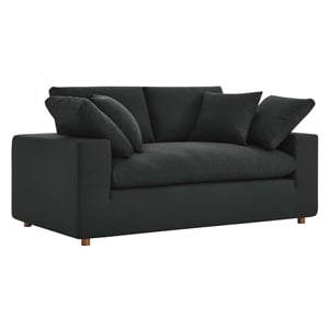 Modway Commix Upholstered Modern Fabric & Wood Loveseat in Black