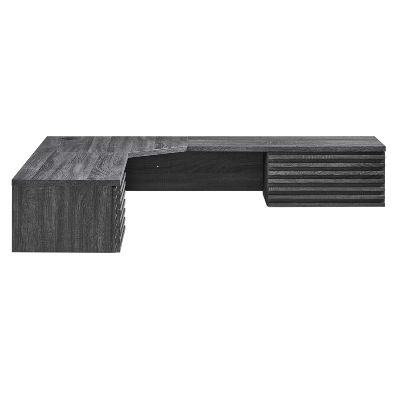 Modway Render Wall Mount Corner Modern Wood Office Desk in Charcoal