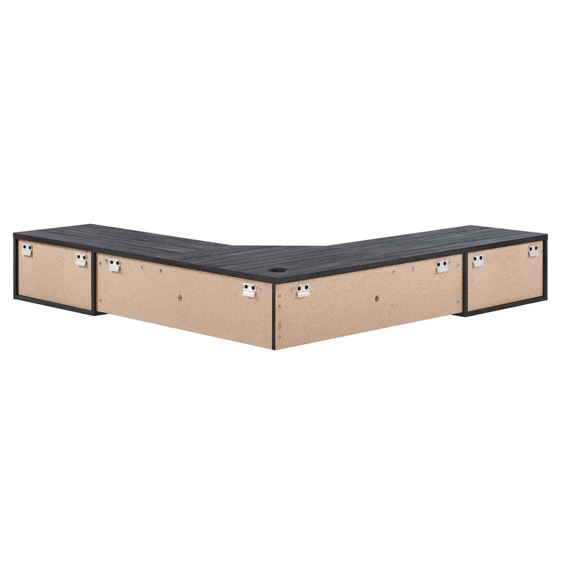 Modway Render Wall Mount Corner Modern Wood Office Desk in Charcoal