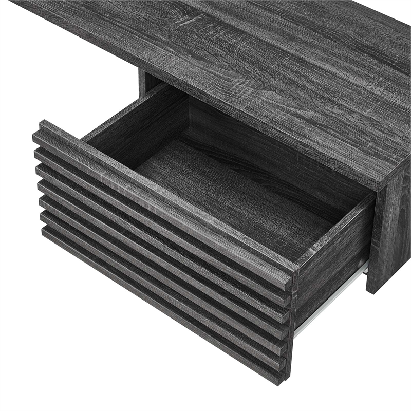 Modway Render Wall Mount Corner Modern Wood Office Desk in Charcoal