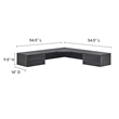 Modway Render Wall Mount Corner Modern Wood Office Desk in Charcoal