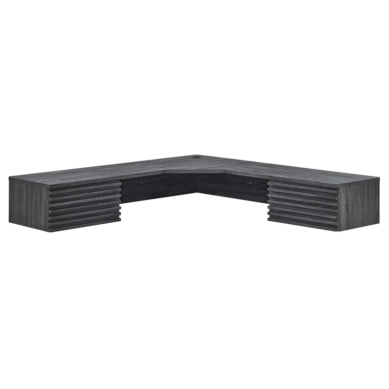 Modway Render Wall Mount Corner Modern Wood Office Desk in Charcoal