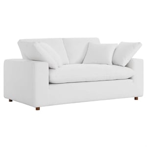 Modway Commix Upholstered Modern Fabric & Wood Loveseat in Pure White