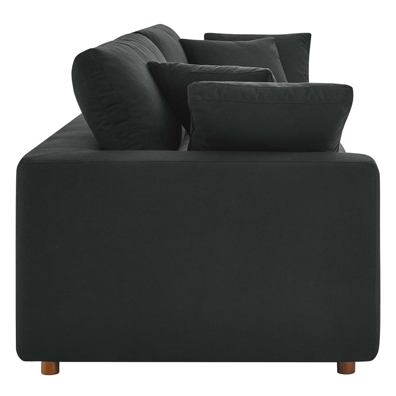 Modway Commix Upholstered Modern Fabric & Wood Sofa in Black