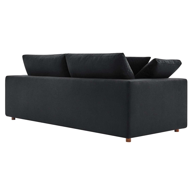Modway Commix Upholstered Modern Fabric & Wood Sofa in Black