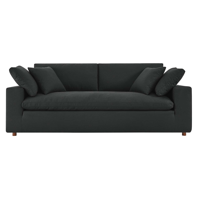 Modway Commix Upholstered Modern Fabric & Wood Sofa in Black