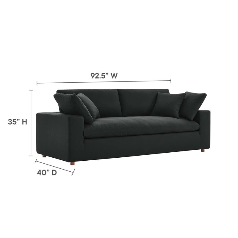 Modway Commix Upholstered Modern Fabric & Wood Sofa in Black