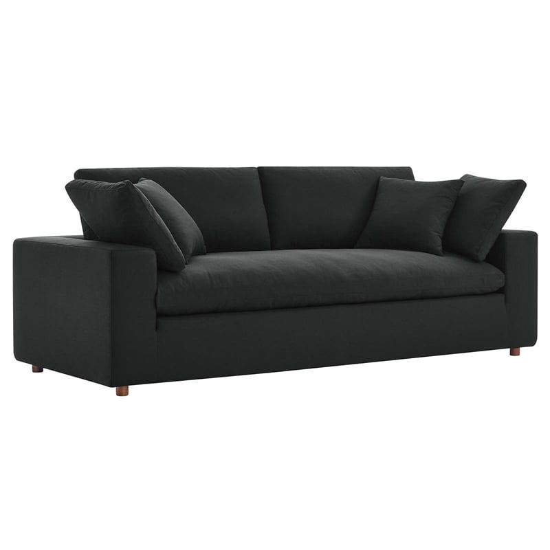 Modway Commix Upholstered Modern Fabric & Wood Sofa in Black