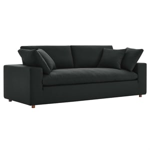 Modway Commix Upholstered Modern Fabric & Wood Sofa in Black