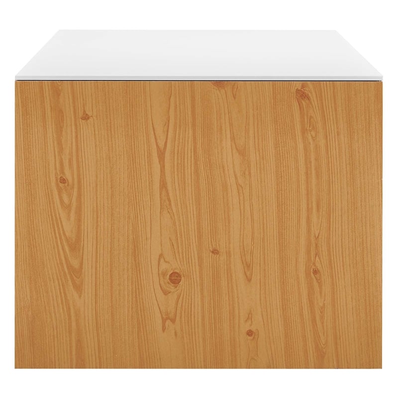 Modway Kinetic Wall-Mount Wood Office Storage Cabinet in White/Natural