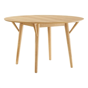 Modway Gallant 47&quot Round Wood Dining Table with Tapered Legs in Oak