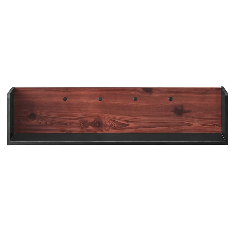 Modway Kinetic Wall-Mount Modern Wood Shelf in Black and Cherry