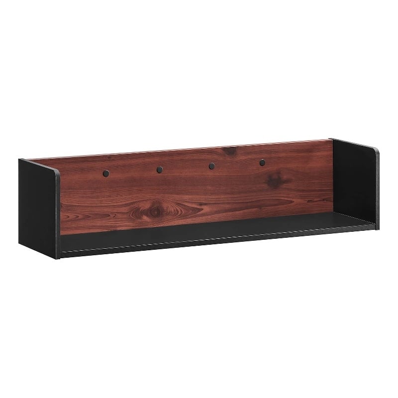 Modway Kinetic Wall-Mount Modern Wood Shelf in Black and Cherry